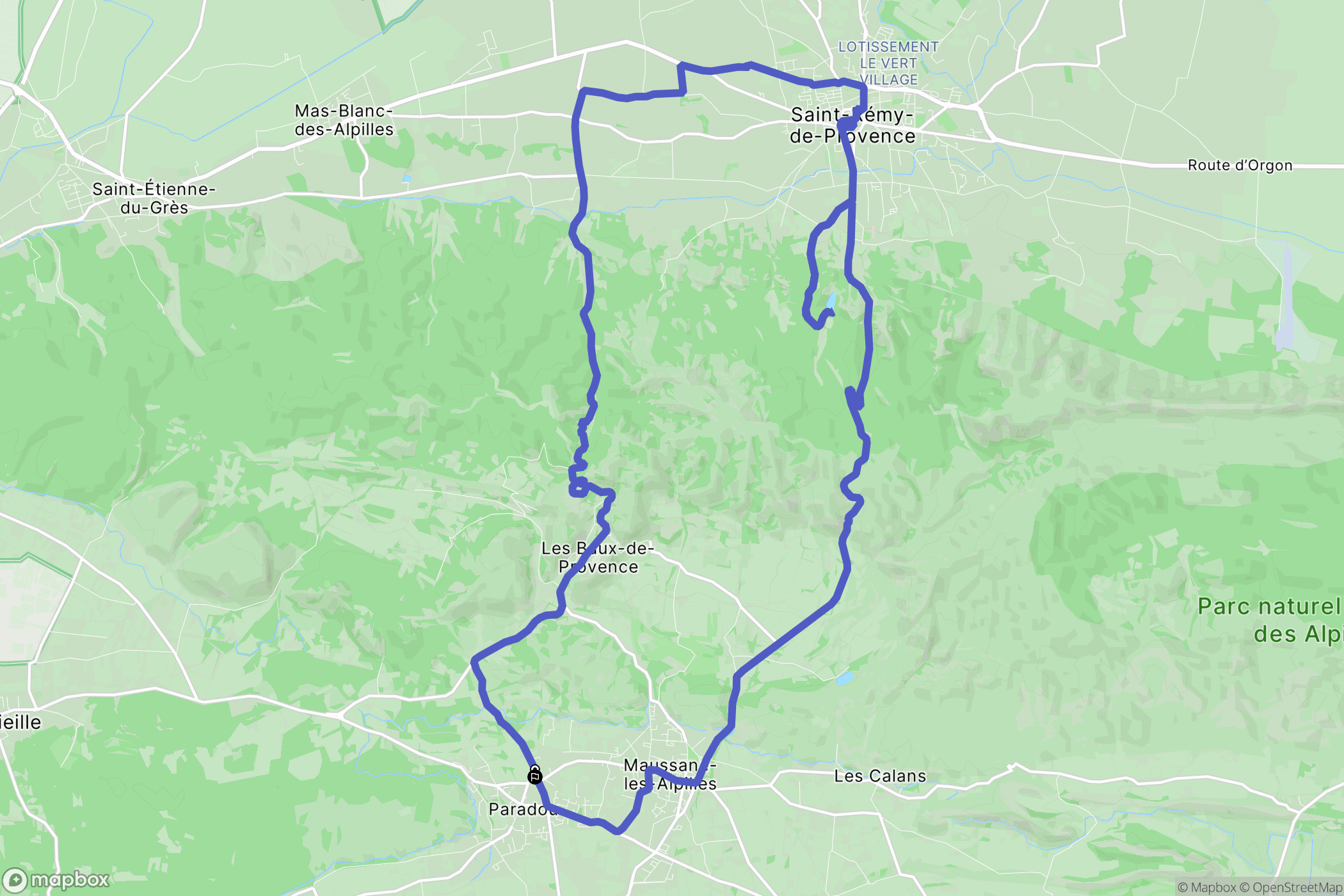 Paradou : carte du parcours de randonnée - France