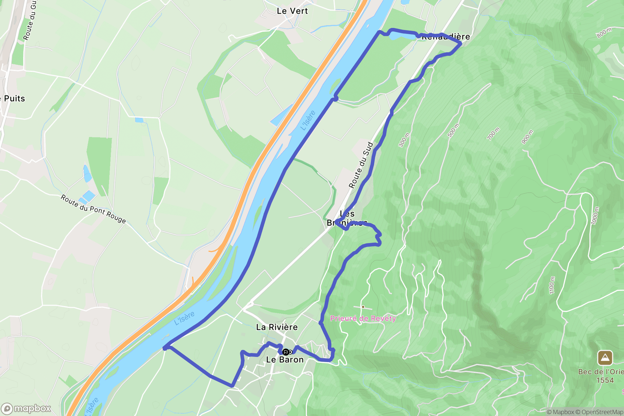 La Rivière : carte du parcours de randonnée - France