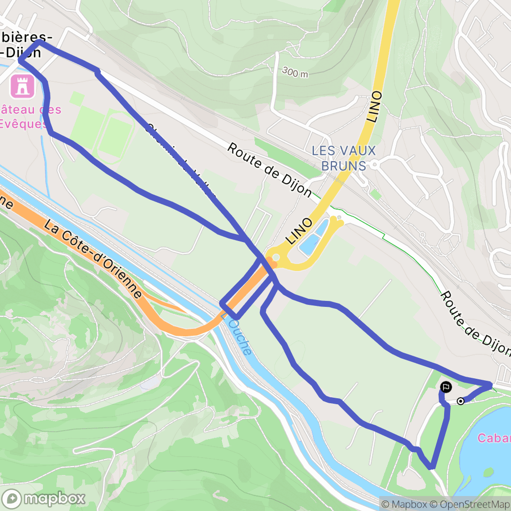 Plombières-lès-Dijon : carte du parcours de randonnée - France