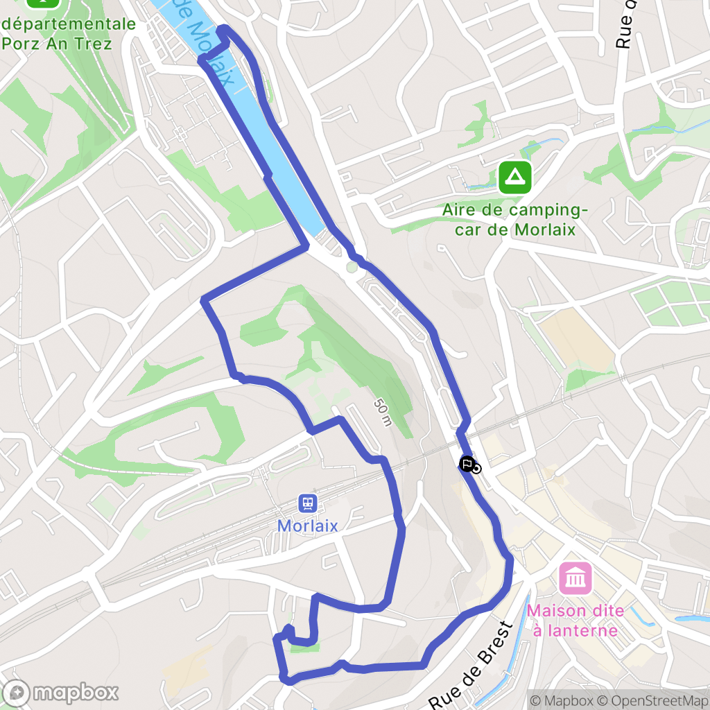 Morlaix : carte du parcours de randonnée - France