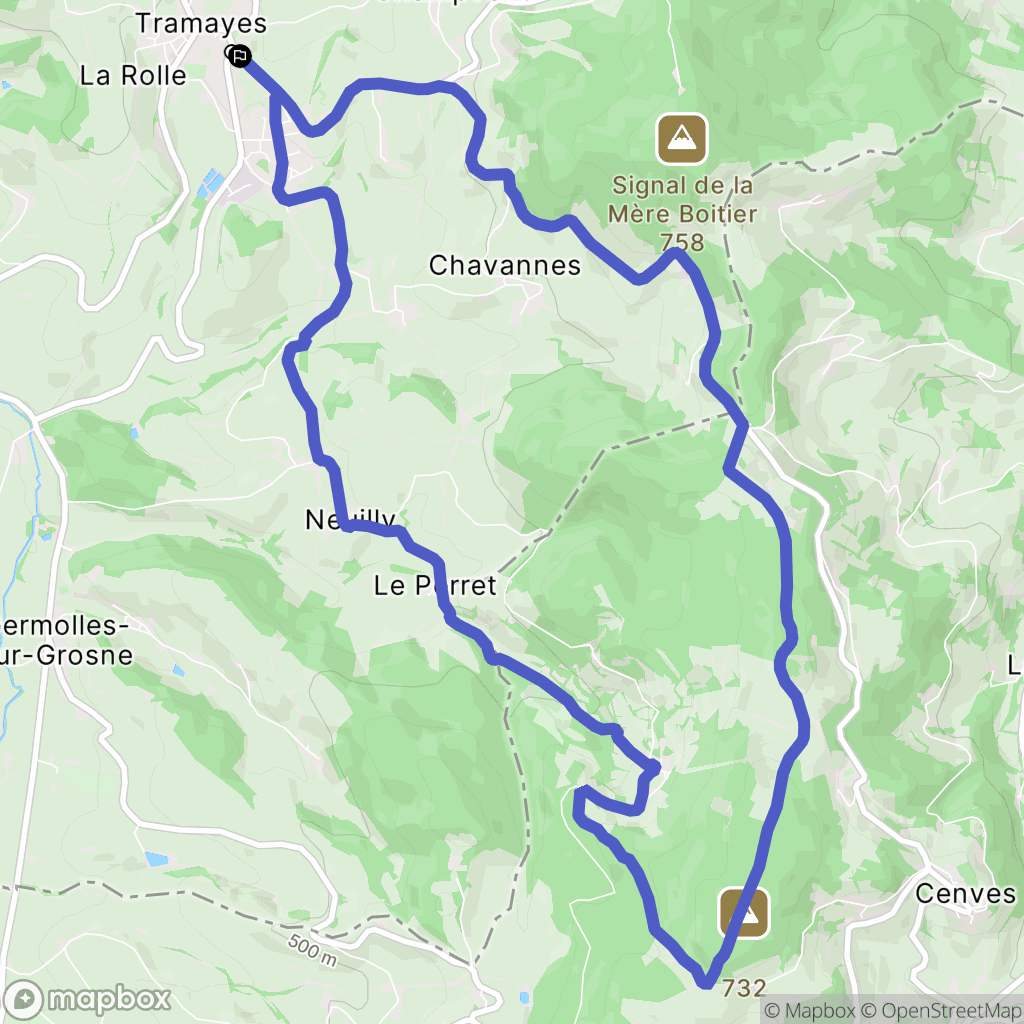 Tramayes : carte du parcours de randonnée - France