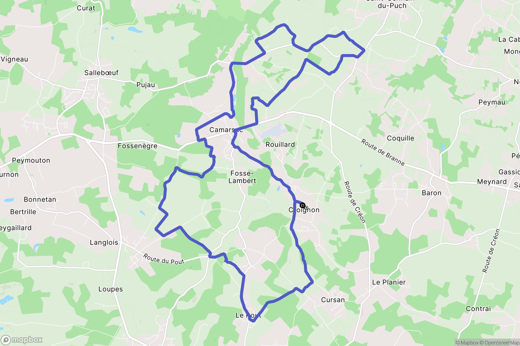 Croignon : carte du parcours de randonnée - France