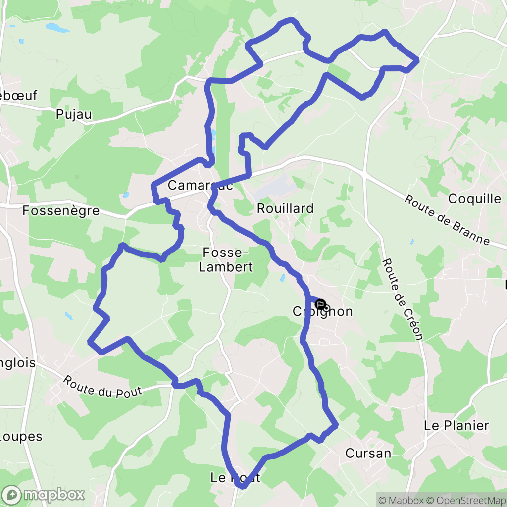 Croignon : carte du parcours de randonnée - France