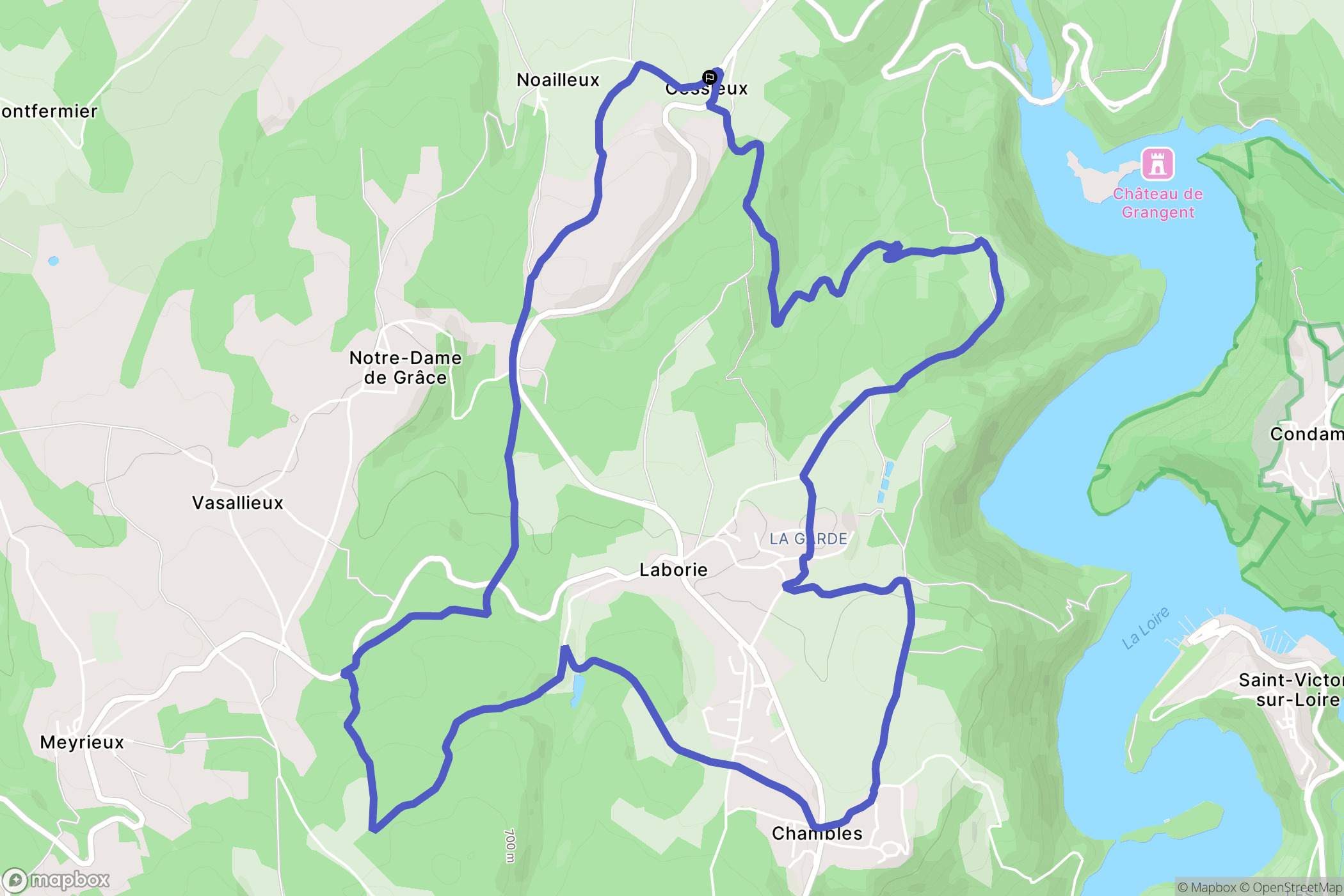 Chambles : carte du parcours de randonnée - France