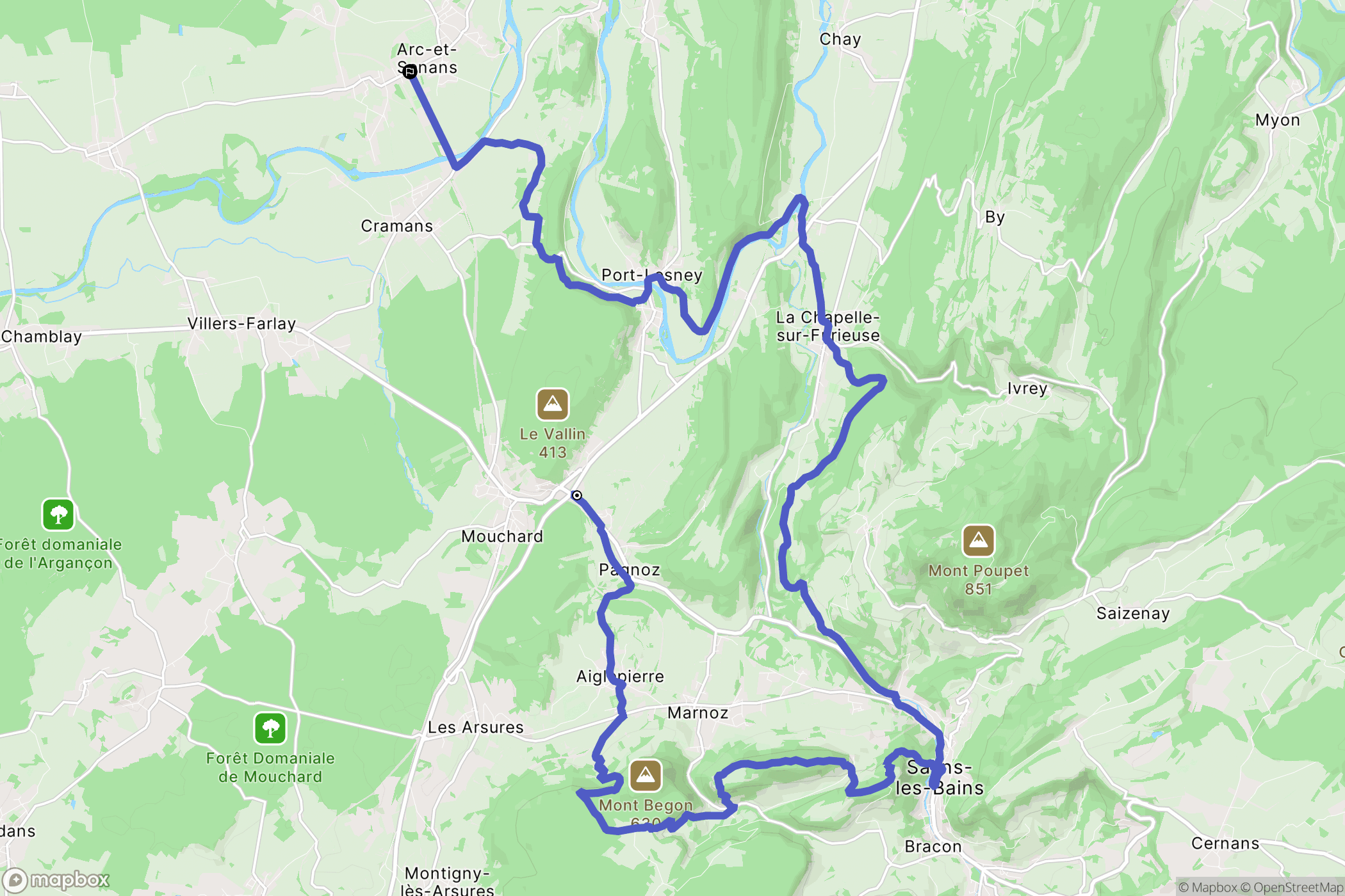 Pagnoz : carte du parcours de randonnée - France