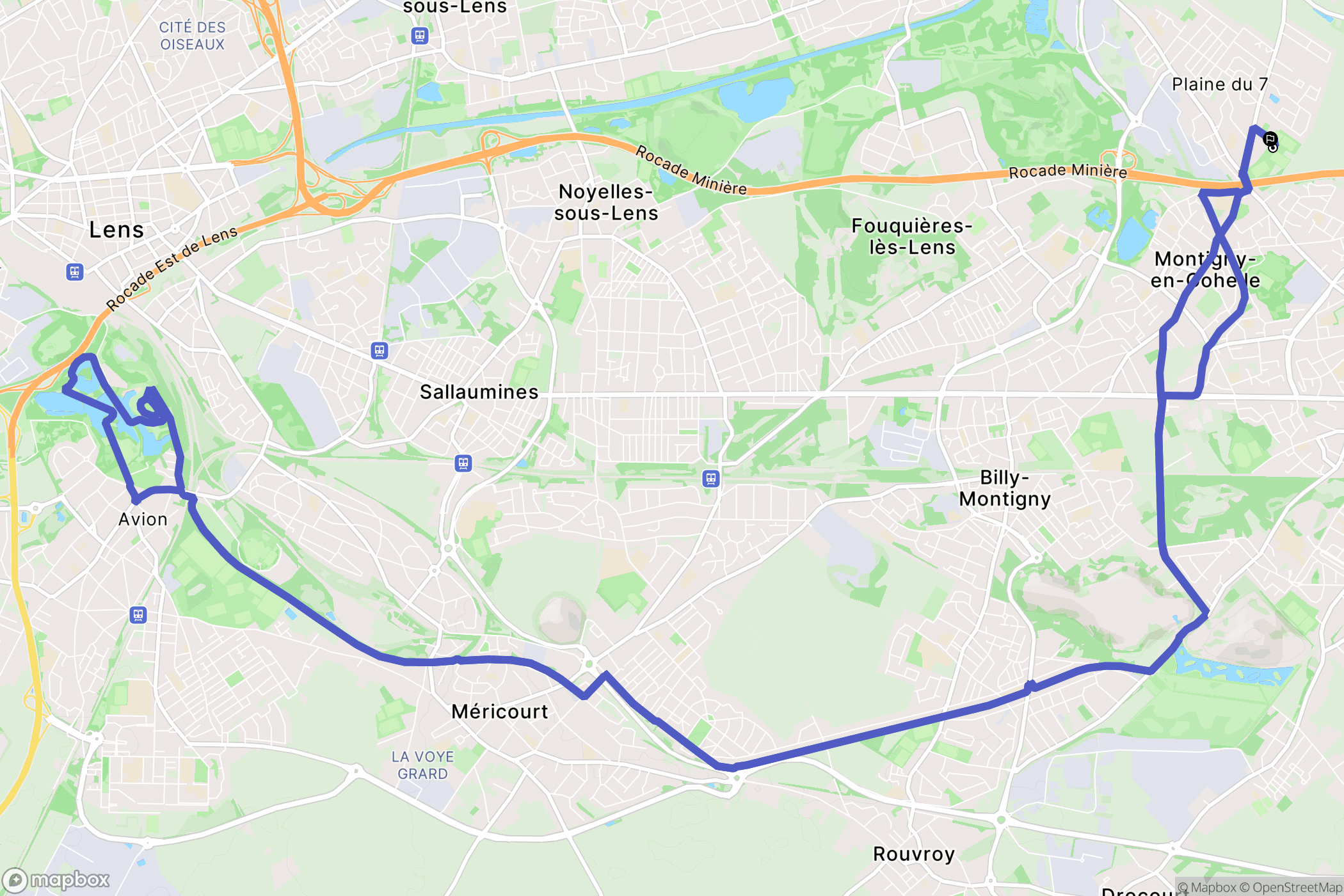 Montigny-en-Gohelle : carte du parcours de randonnée - France