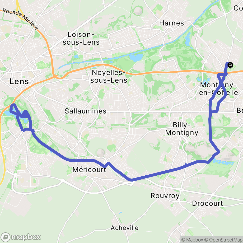 Montigny-en-Gohelle : carte du parcours de randonnée - France