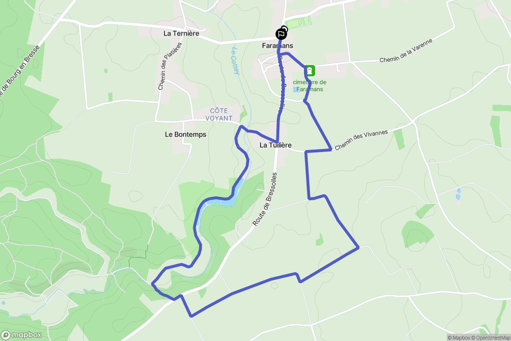 Faramans : carte du parcours de randonnée - France