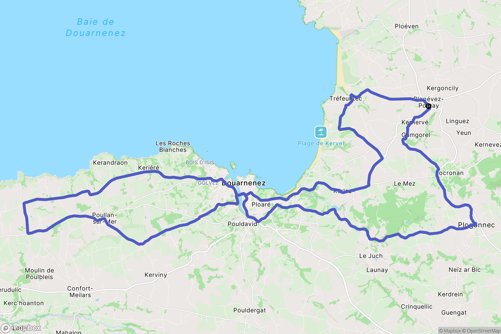 Plonévez-Porzay : carte du parcours de randonnée - France
