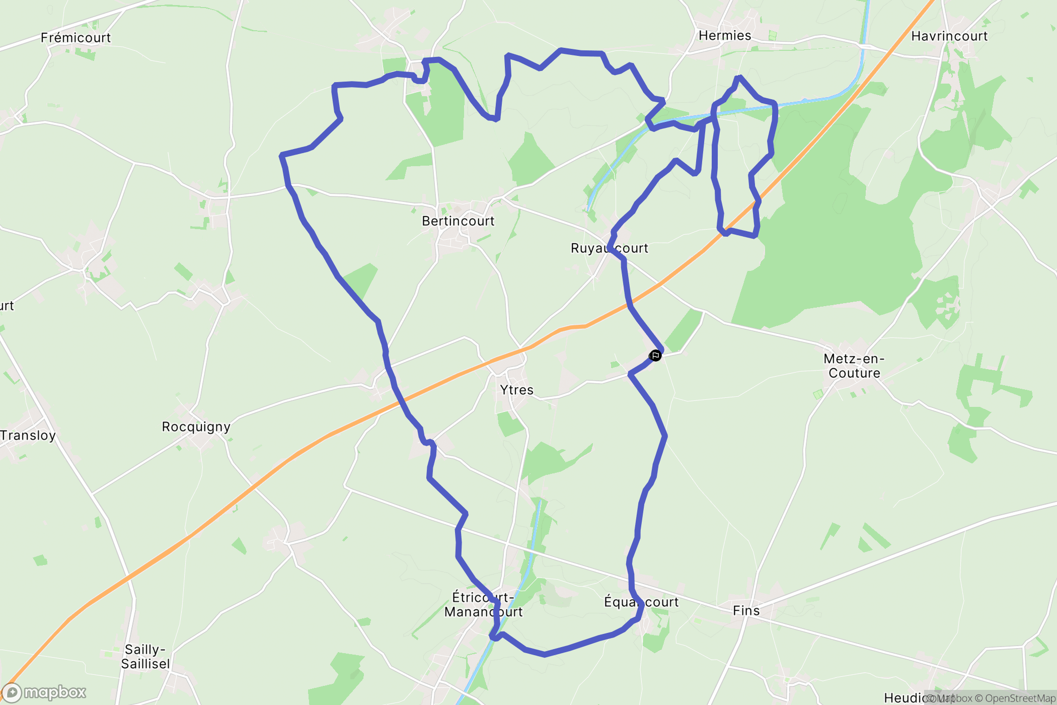 Neuville-Bourjonval : carte du parcours de randonnée - France