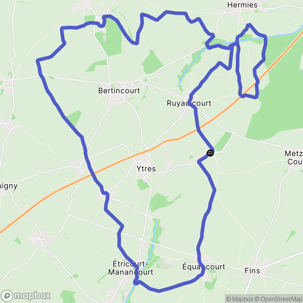Neuville-Bourjonval : carte du parcours de randonnée - France