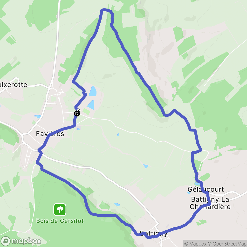 Favières : carte du parcours de randonnée - France