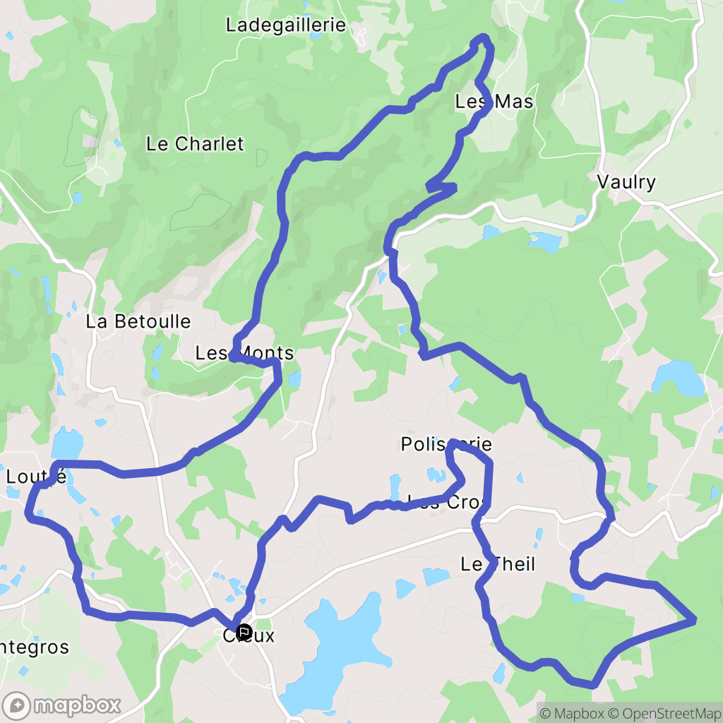 Cieux : carte du parcours de randonnée - France