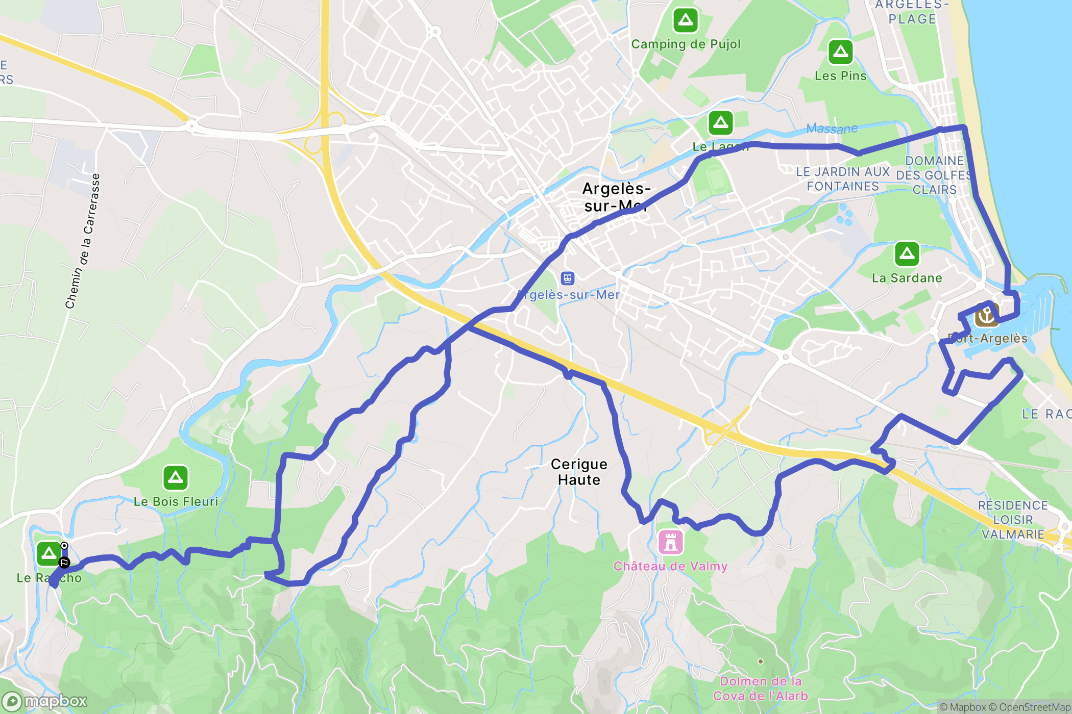 Argelès-sur-Mer : carte du parcours de randonnée - France