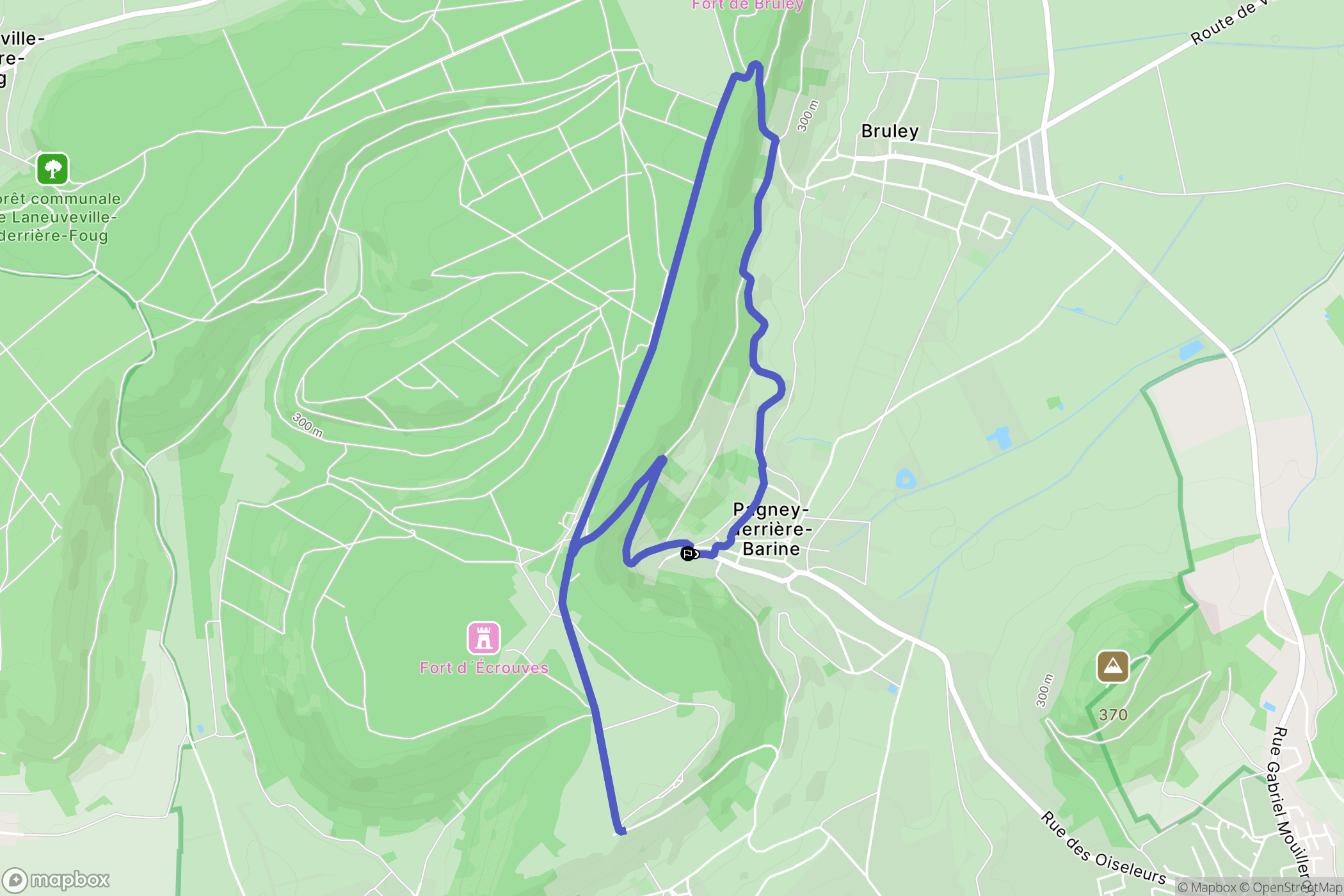 Pagney-derrière-Barine : carte du parcours de randonnée - France