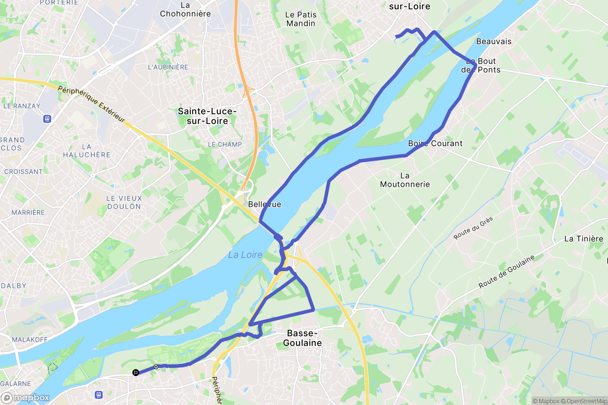 Saint-Sébastien-sur-Loire : carte du parcours de randonnée - France
