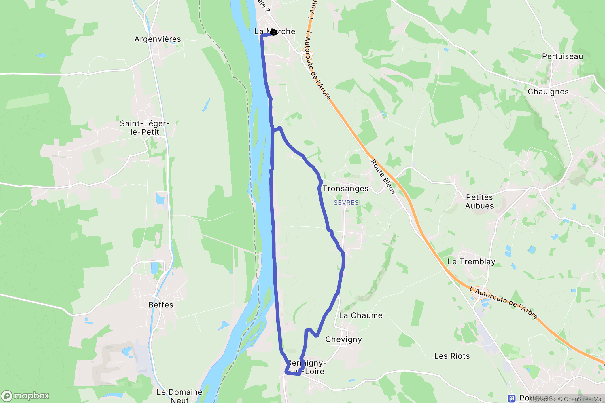 La Marche : carte du parcours de randonnée - France