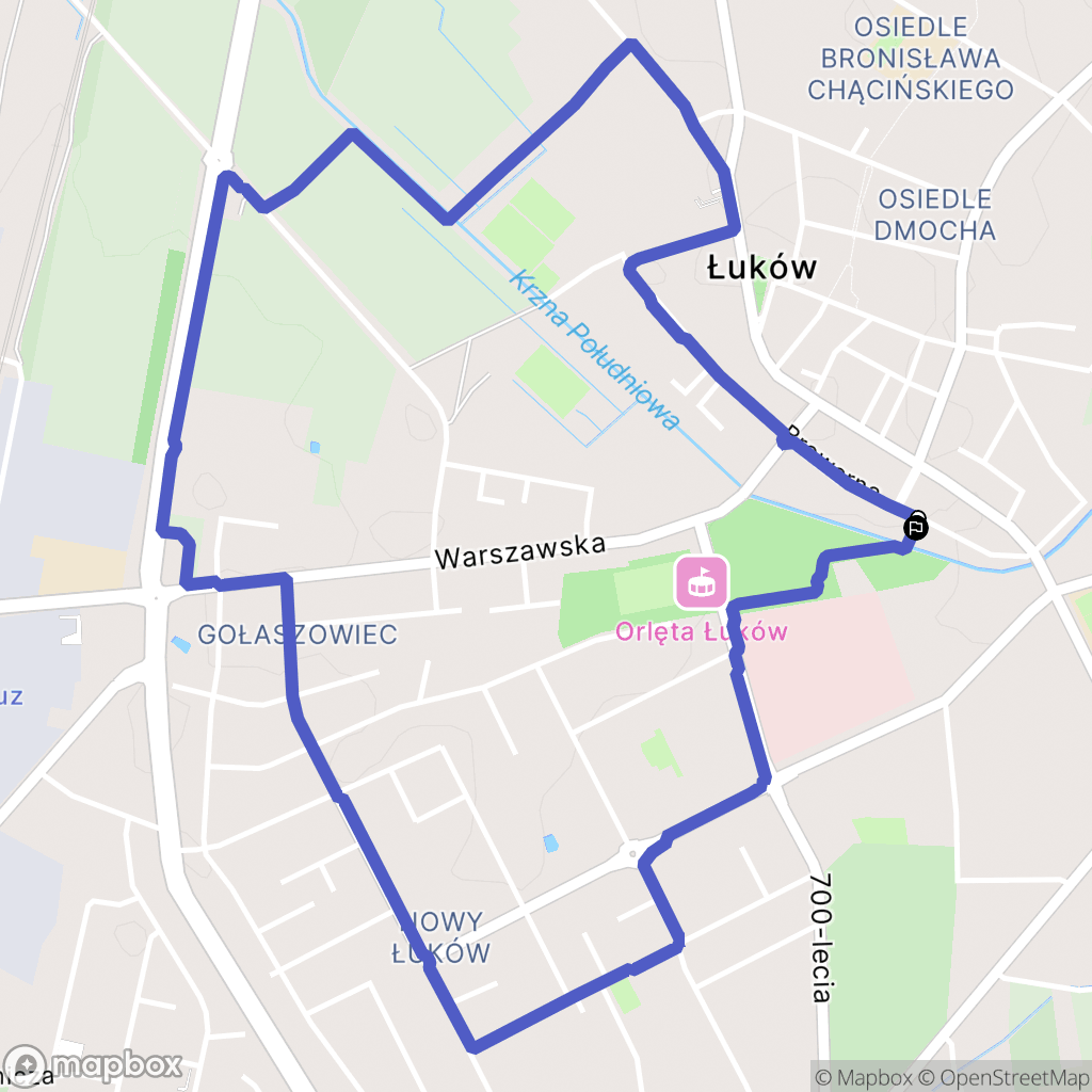 Łuków: mapa trasy - Poland