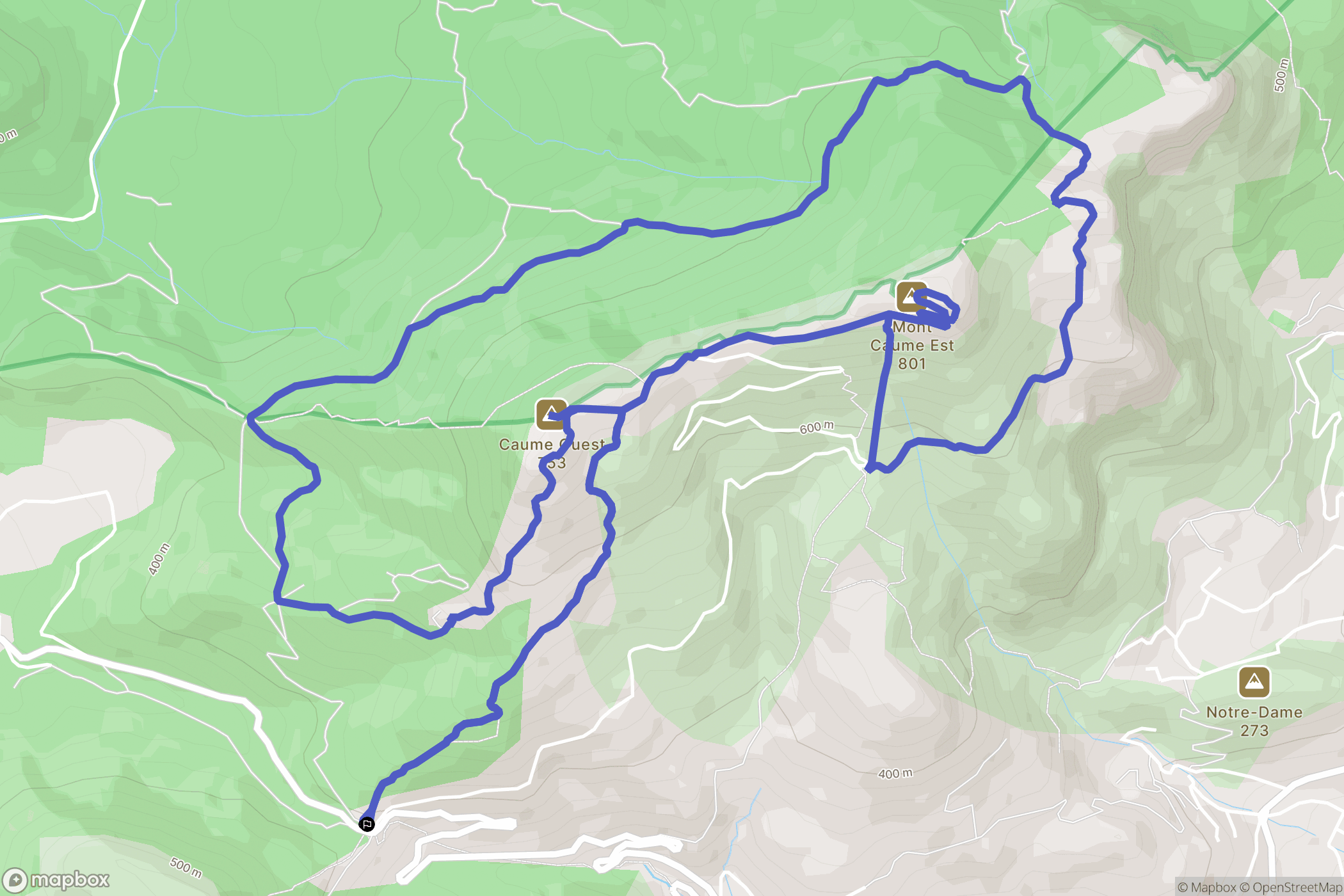 Évenos : carte du parcours de randonnée - France