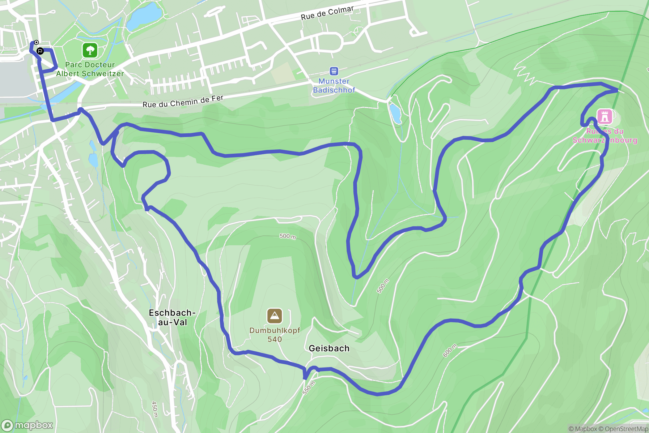 Munster : carte du parcours de randonnée - France