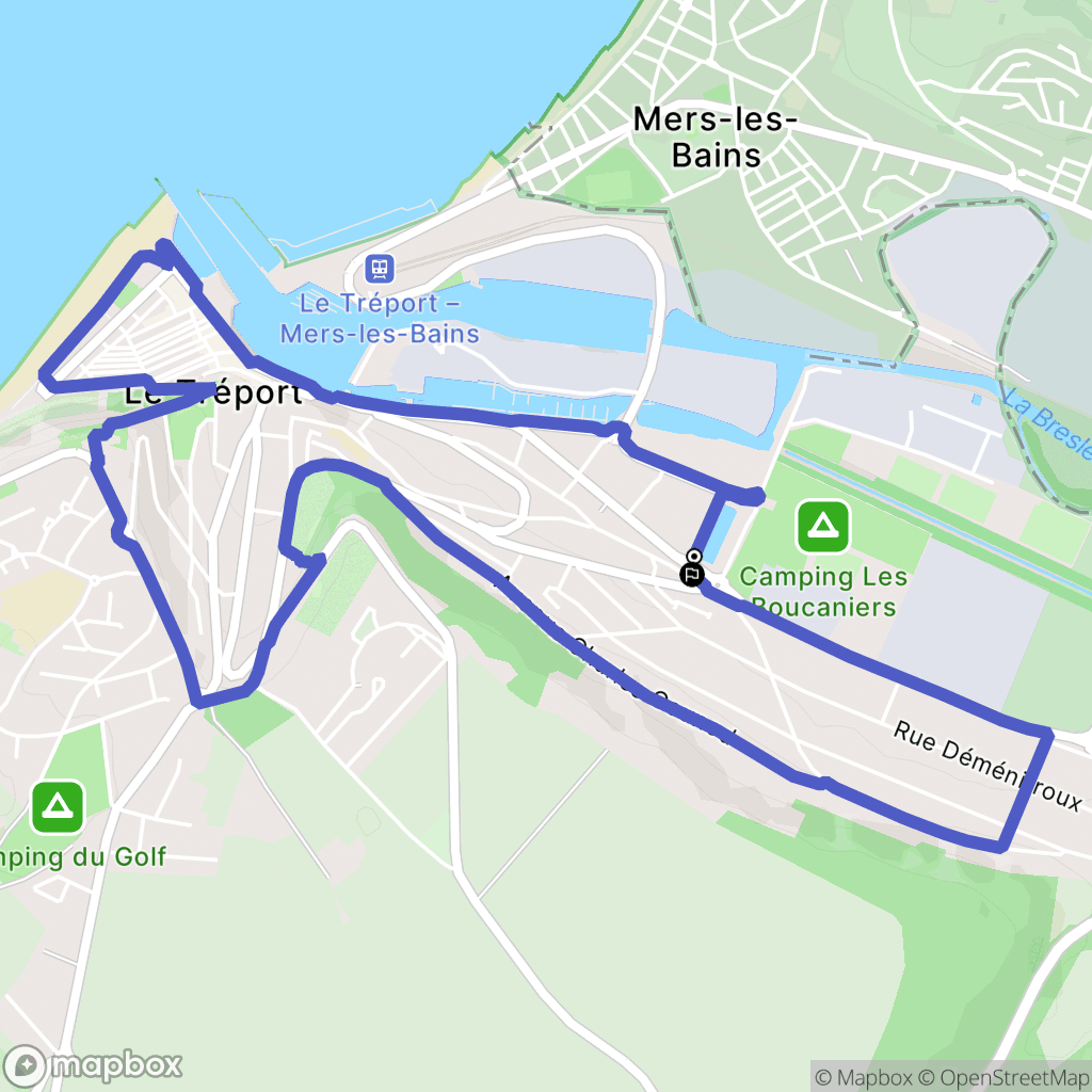 Le Tréport : carte du parcours de randonnée - France