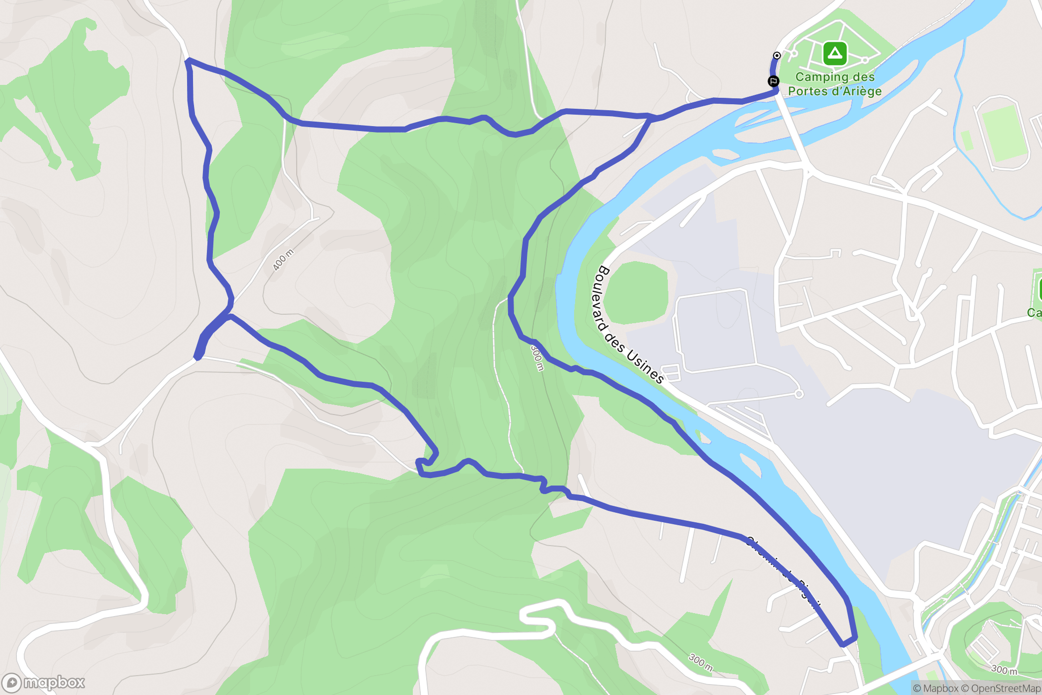 Pamiers : carte du parcours de randonnée - France