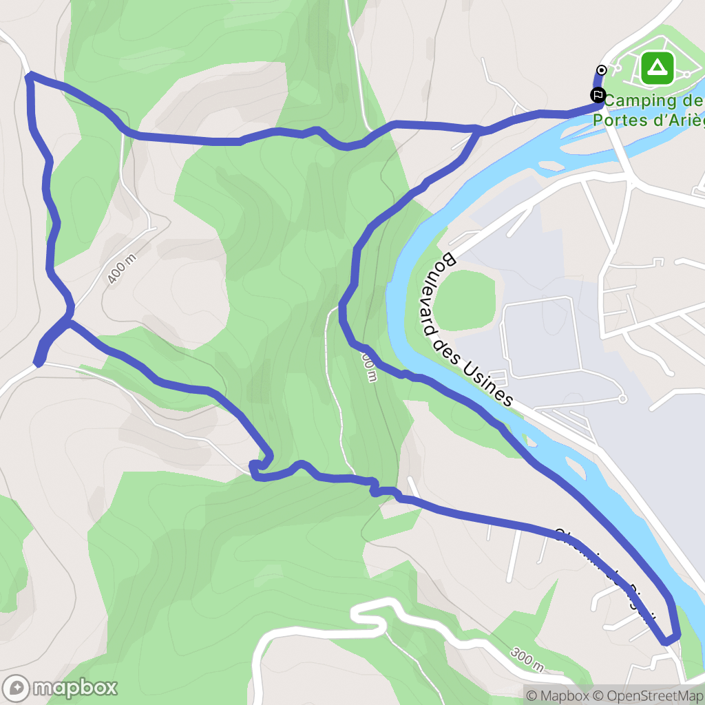Pamiers : carte du parcours de randonnée - France