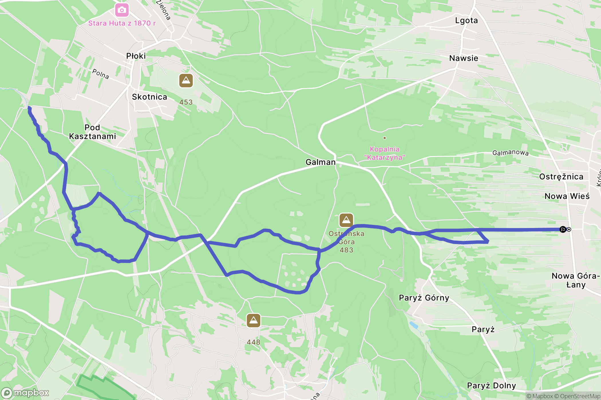 Ostrężnica: mapa trasy - Poland