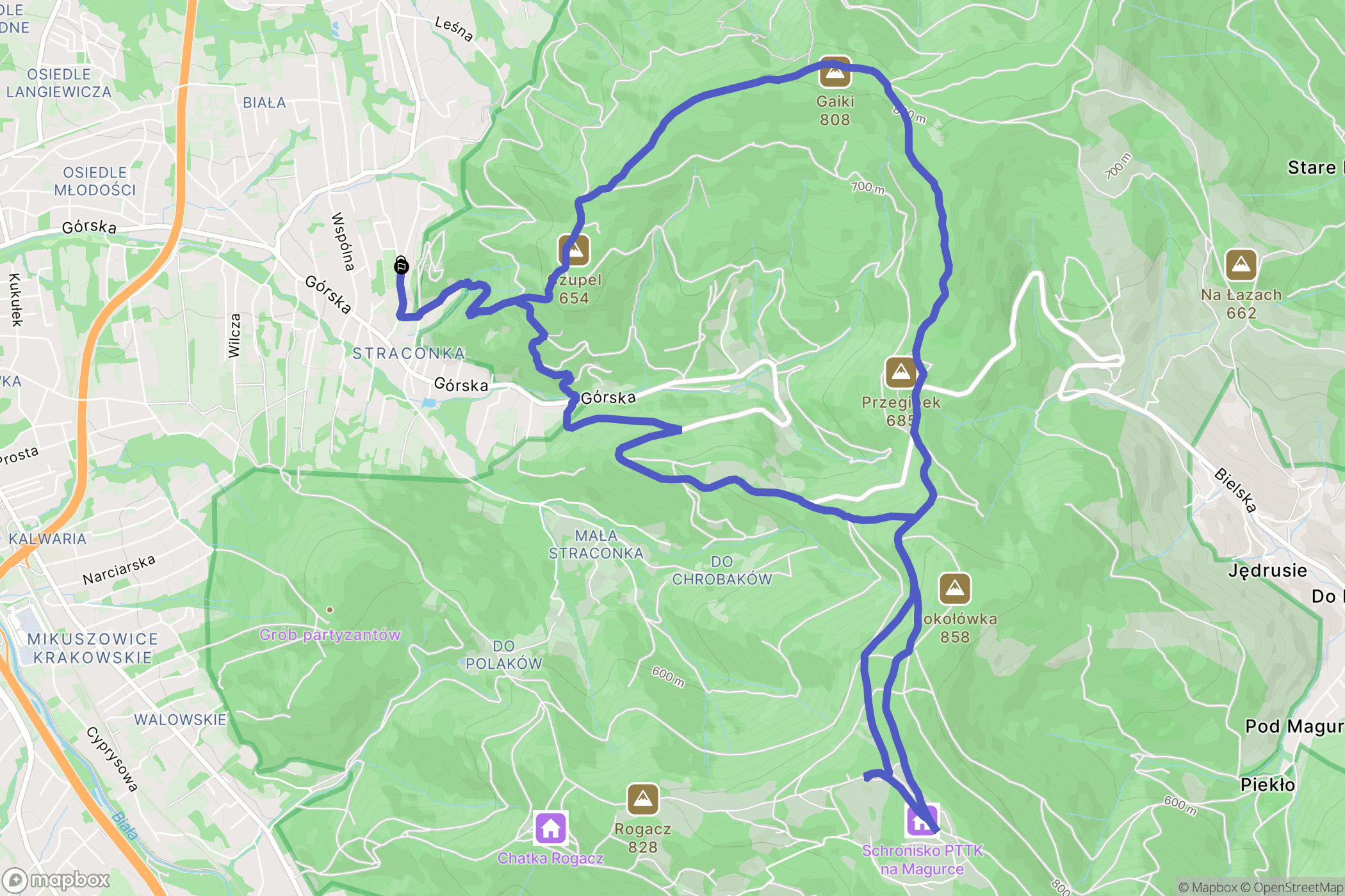 Bielsko-Biała: mapa trasy - Poland
