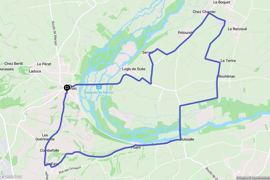 Marsac : carte du parcours de randonnée - France