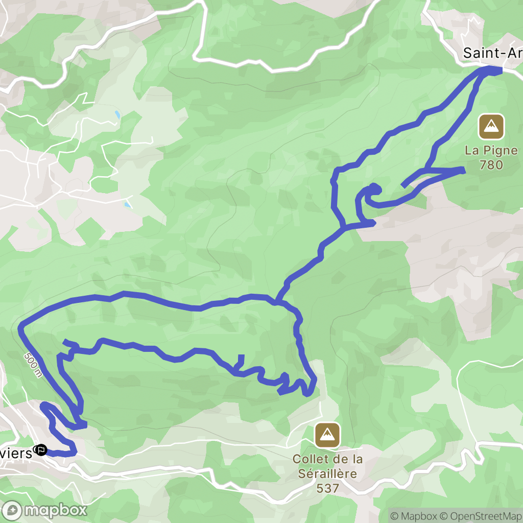 Claviers : carte du parcours de randonnée - France