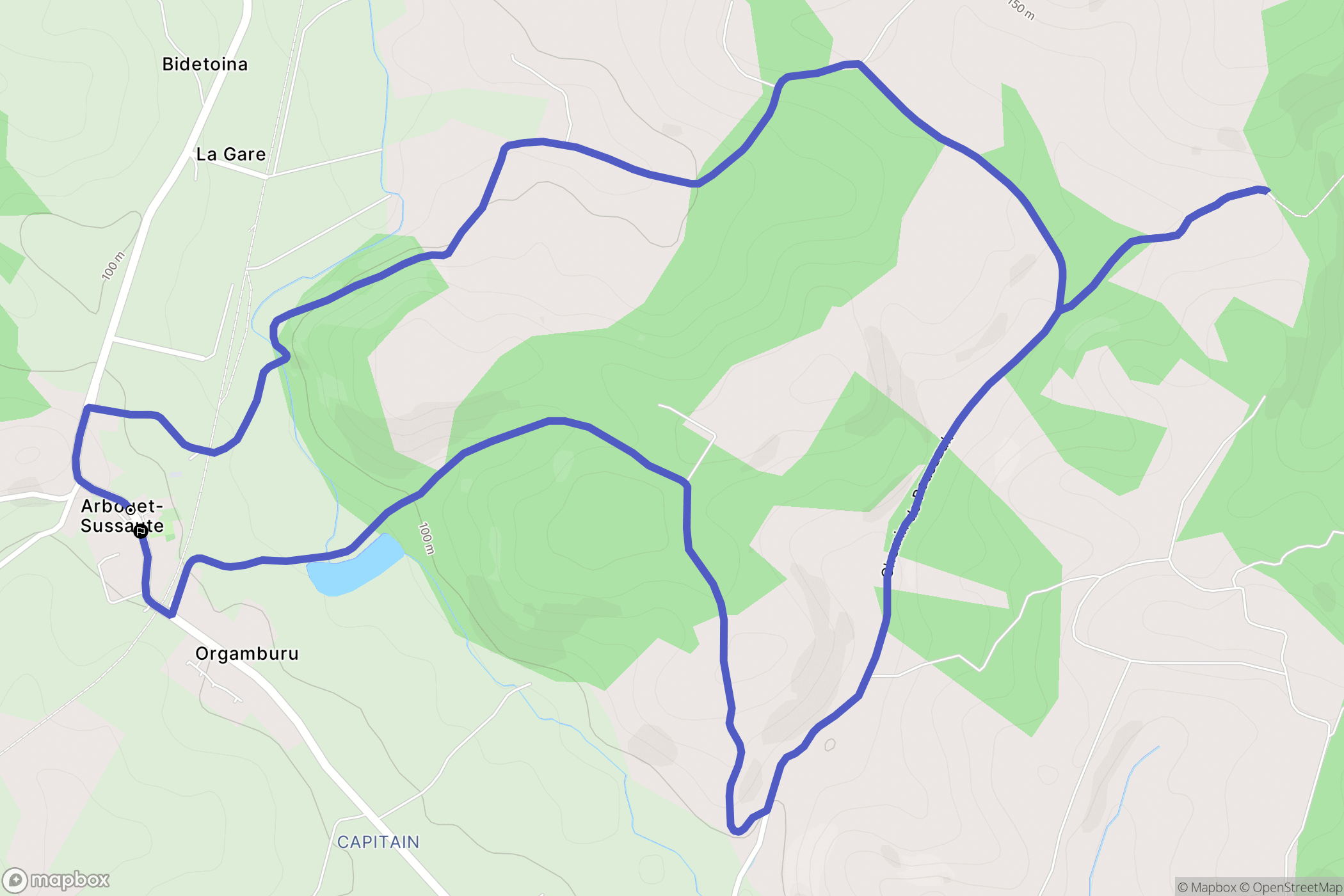 Arbouet-Sussaute : carte du parcours de randonnée - France