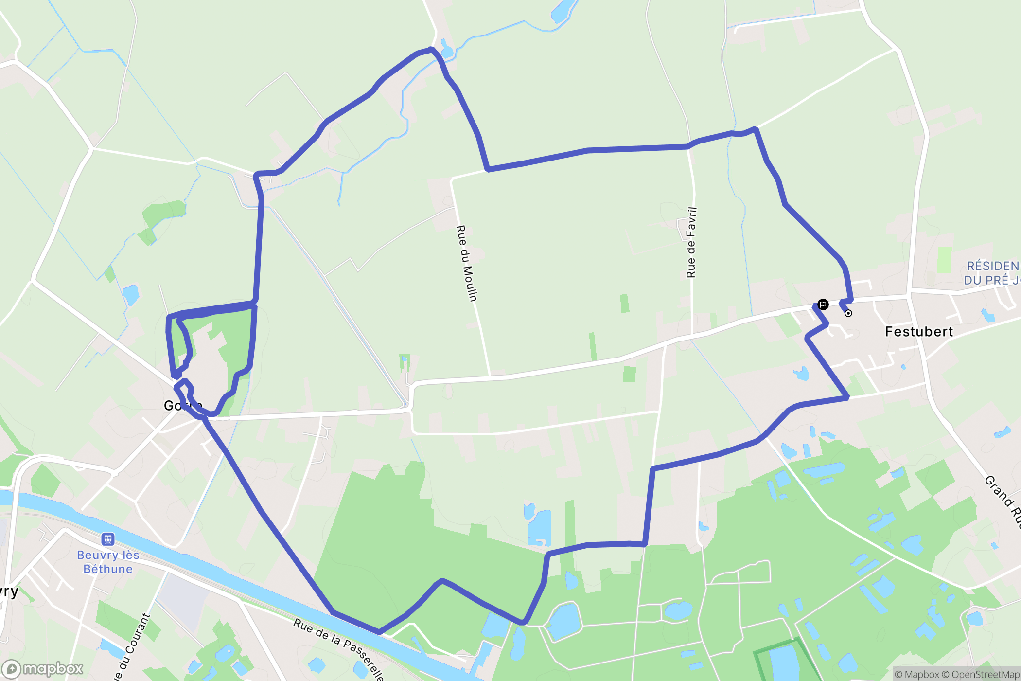 Festubert : carte du parcours de randonnée - France