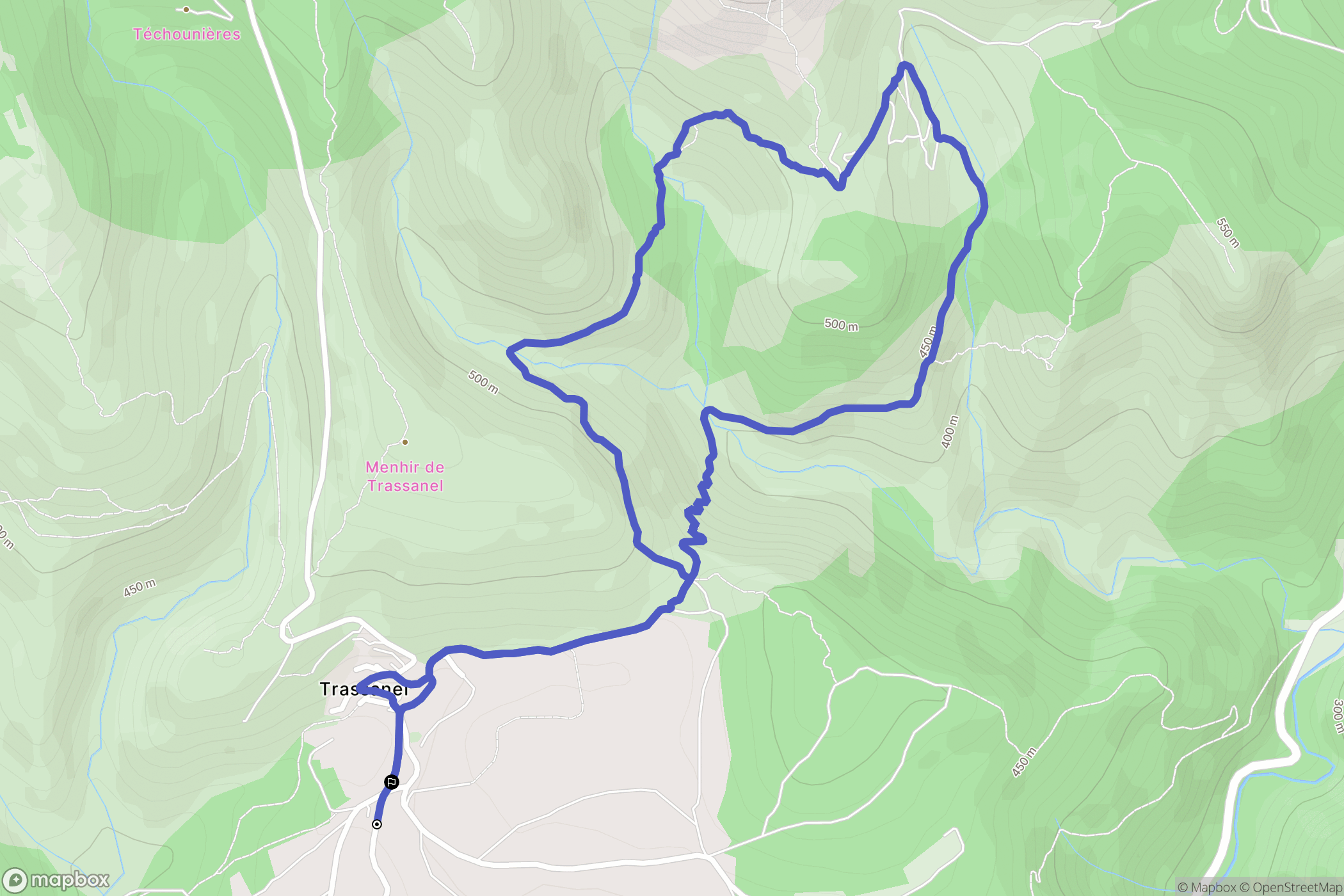 Trassanel : carte du parcours de randonnée - France