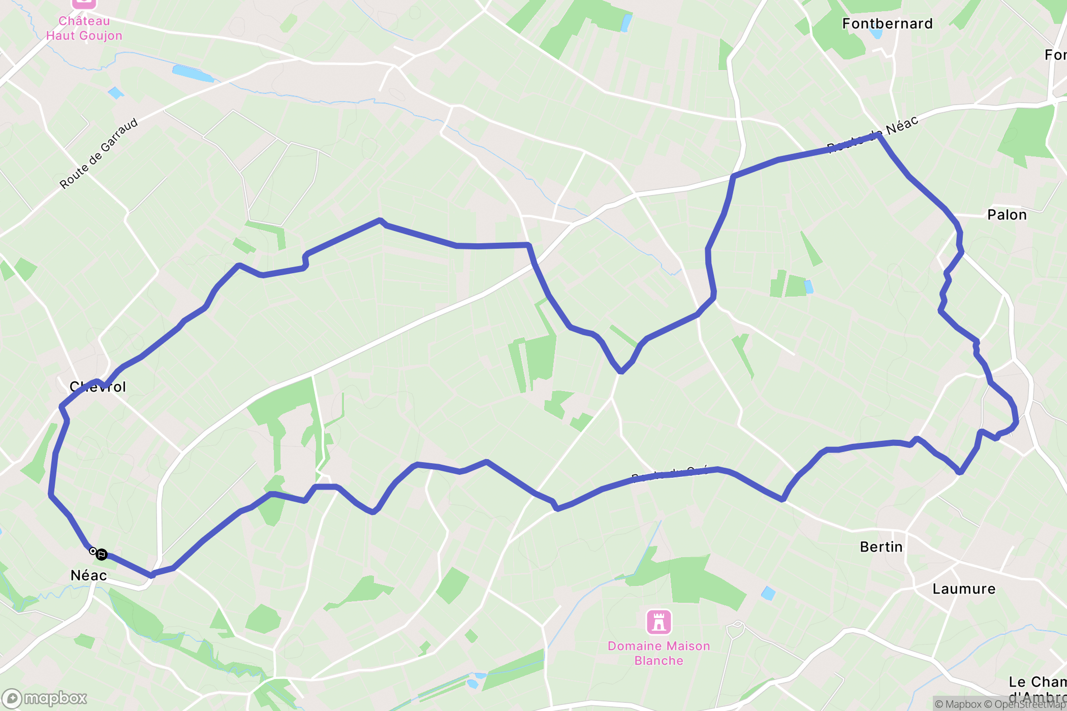 Néac : carte du parcours de randonnée - France