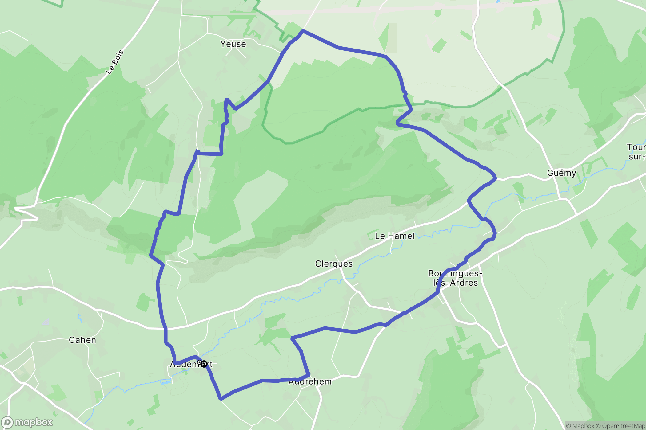 Clerques : carte du parcours de randonnée - France