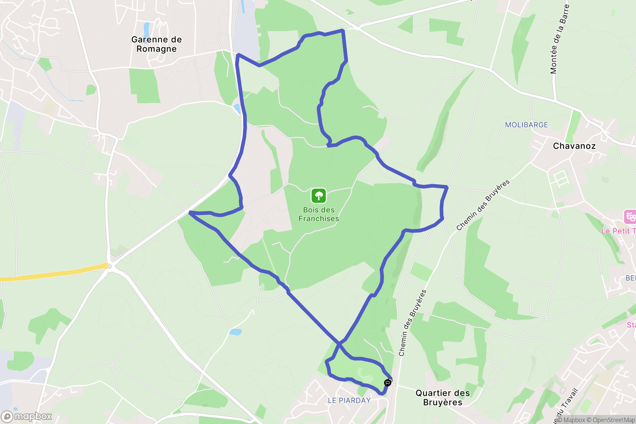Charvieu-Chavagneux : carte du parcours de randonnée - France