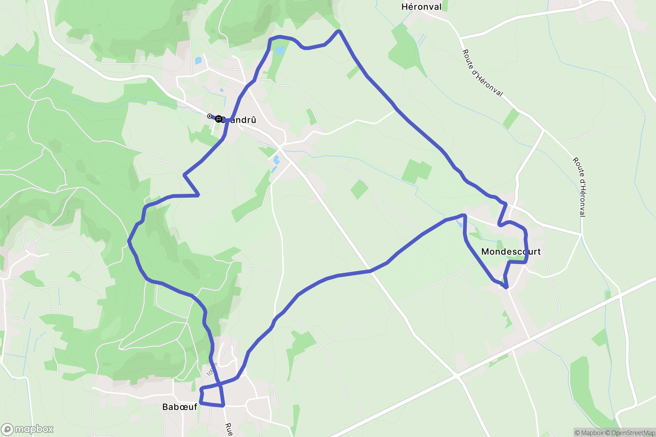 Grandrû : carte du parcours de randonnée - France