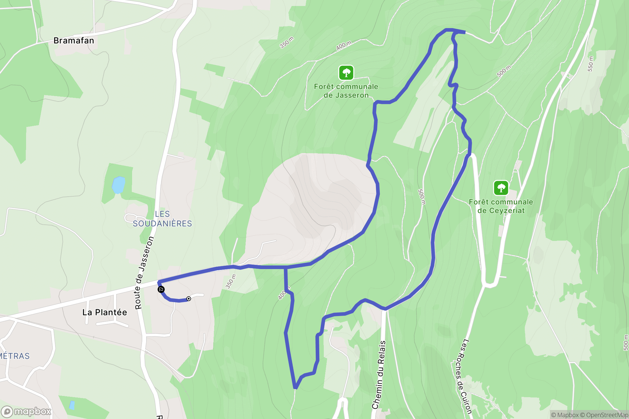 Ceyzériat : carte du parcours de randonnée - France