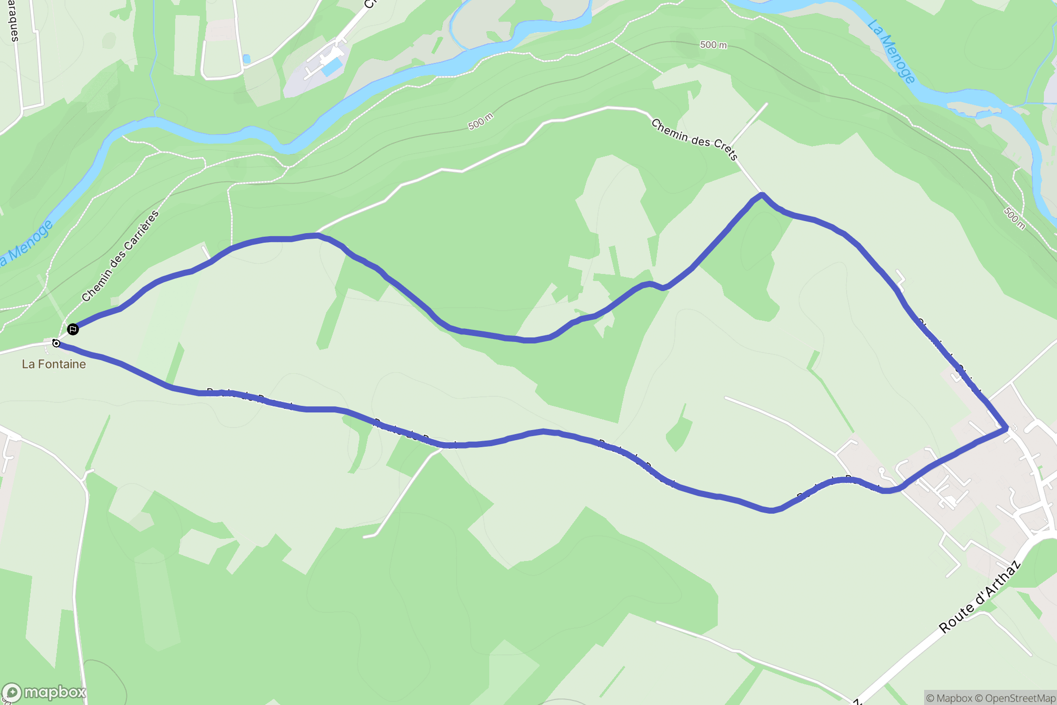 Arthaz-Pont-Notre-Dame : carte du parcours de randonnée - France