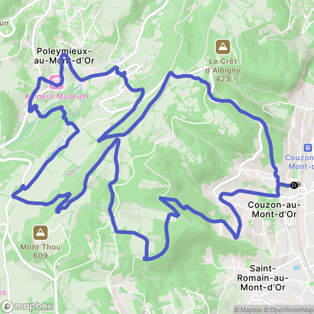 Couzon-au-Mont-d'Or : carte du parcours de randonnée - France