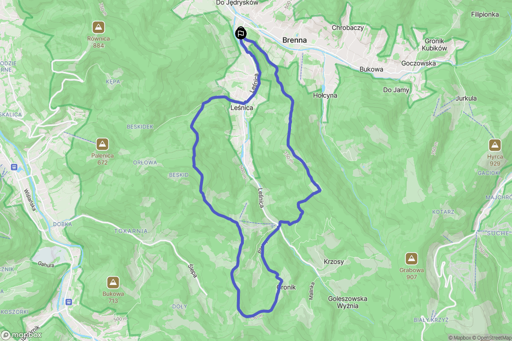Brenna: mapa trasy - Poland
