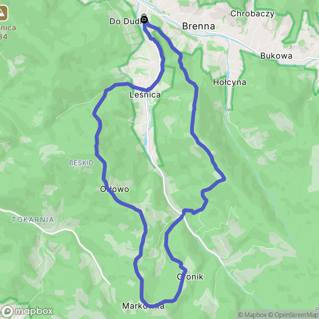 Brenna: mapa trasy - Poland