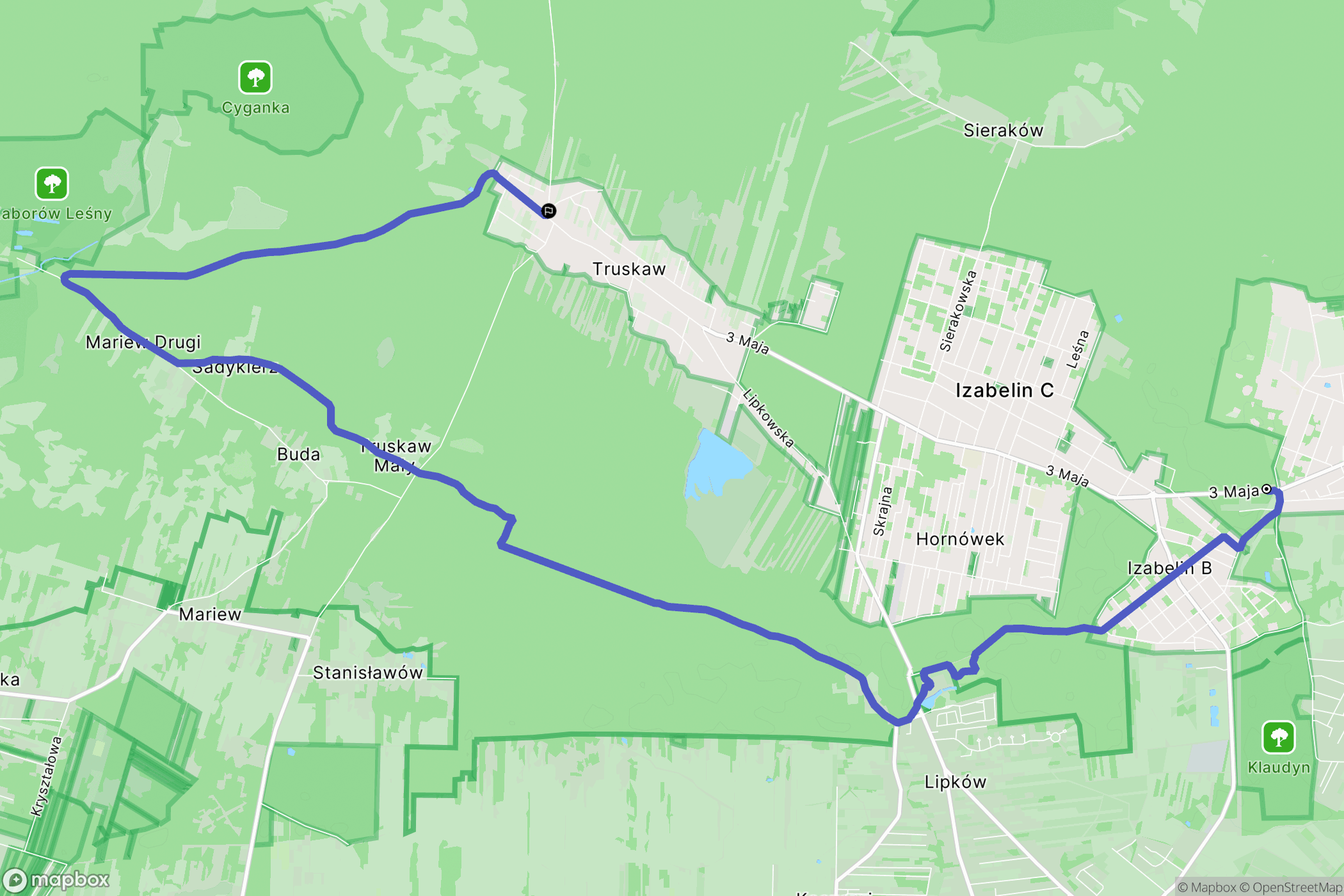 Laski: mapa trasy - Poland