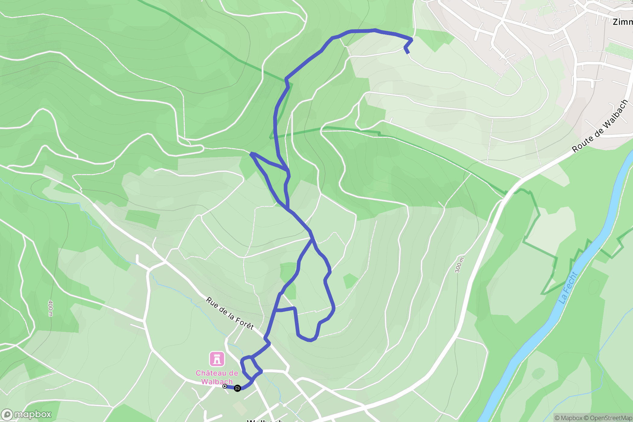 Walbach : carte du parcours de randonnée - France