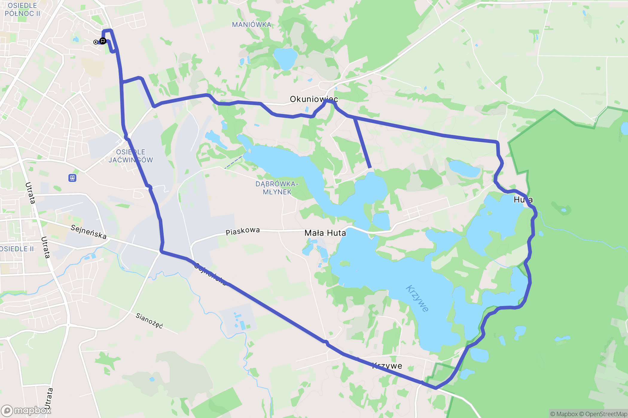 Suwałki: mapa trasy - Poland