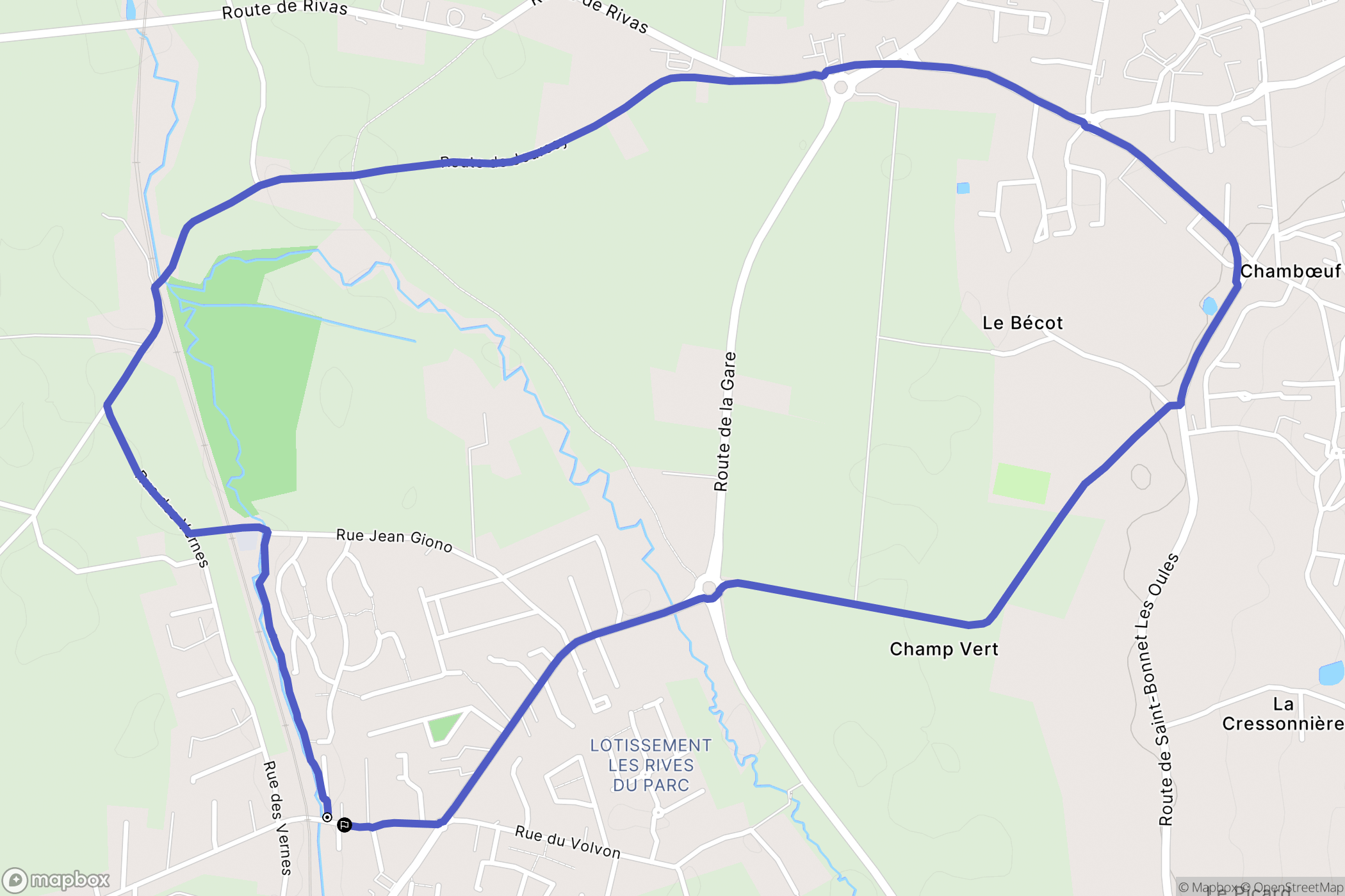 Veauche : carte du parcours de randonnée - France
