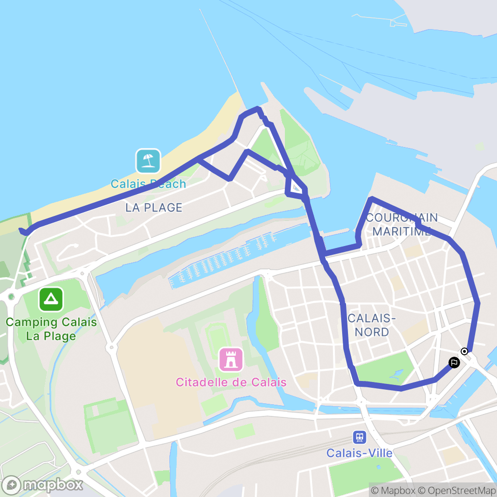 Calais : carte du parcours de randonnée - France