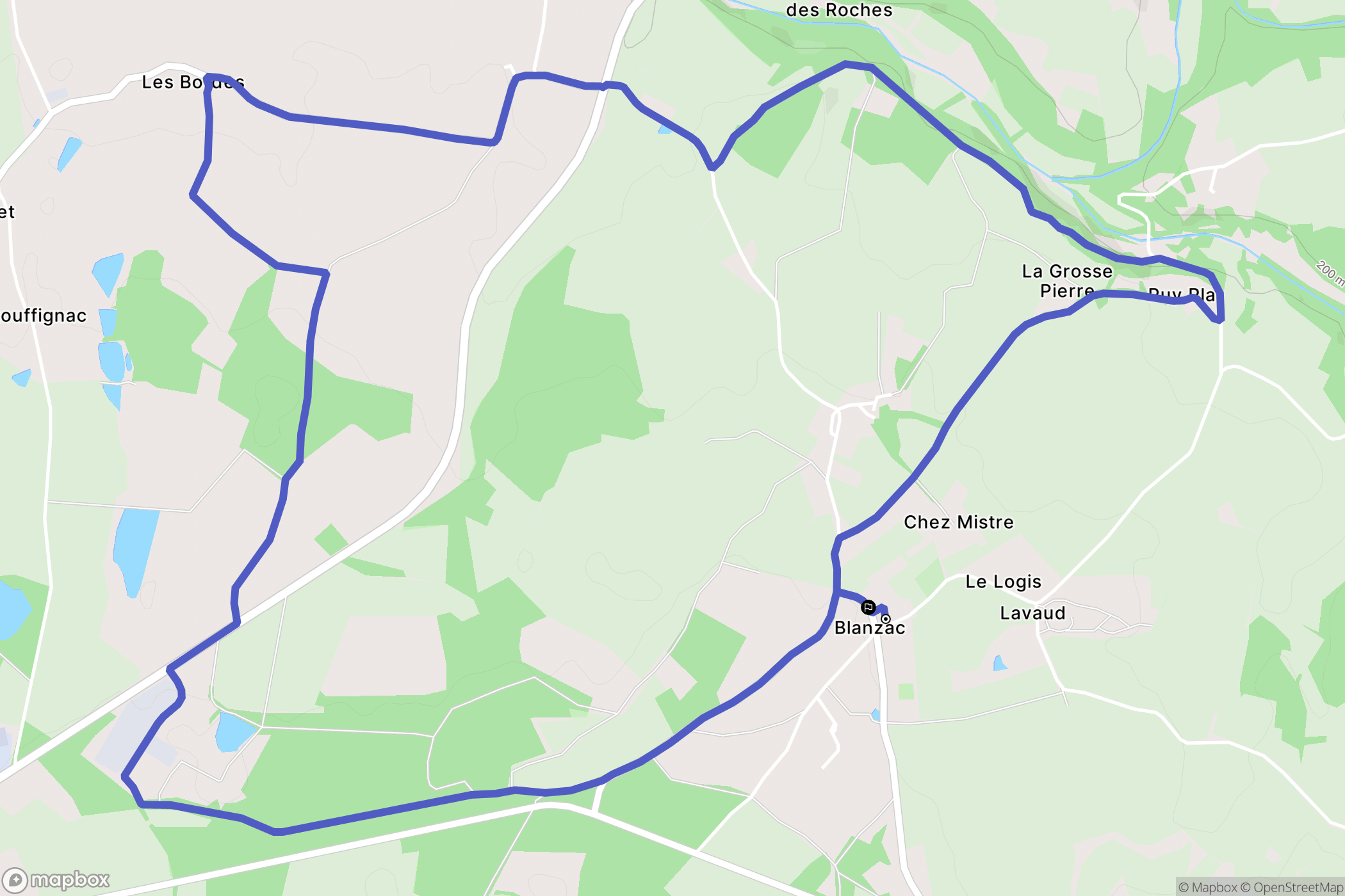 Blanzac : carte du parcours de randonnée - France