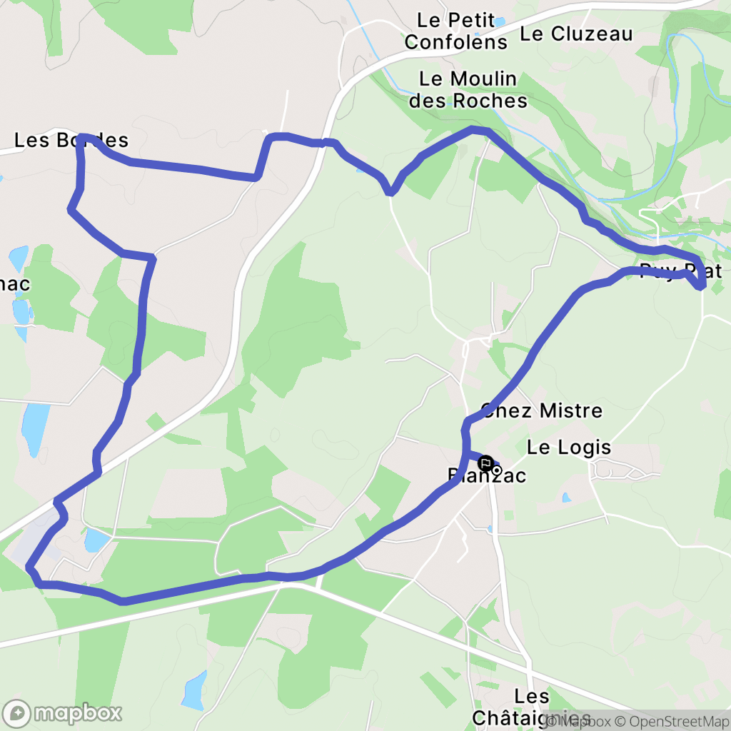 Blanzac : carte du parcours de randonnée - France